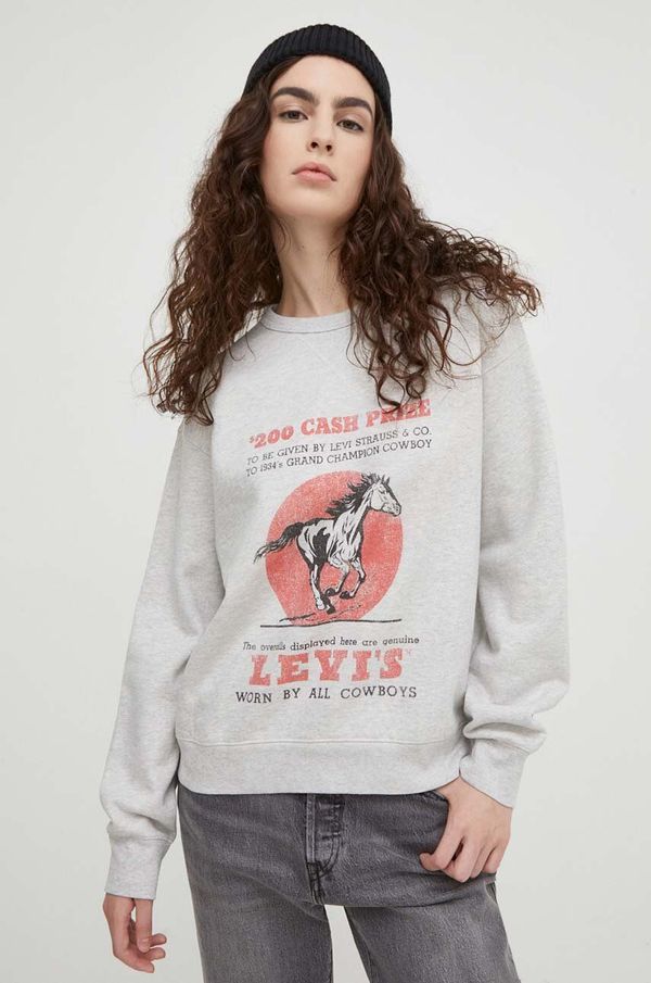 Levi's Dukserica Levi's za žene, boja: siva, s tiskom