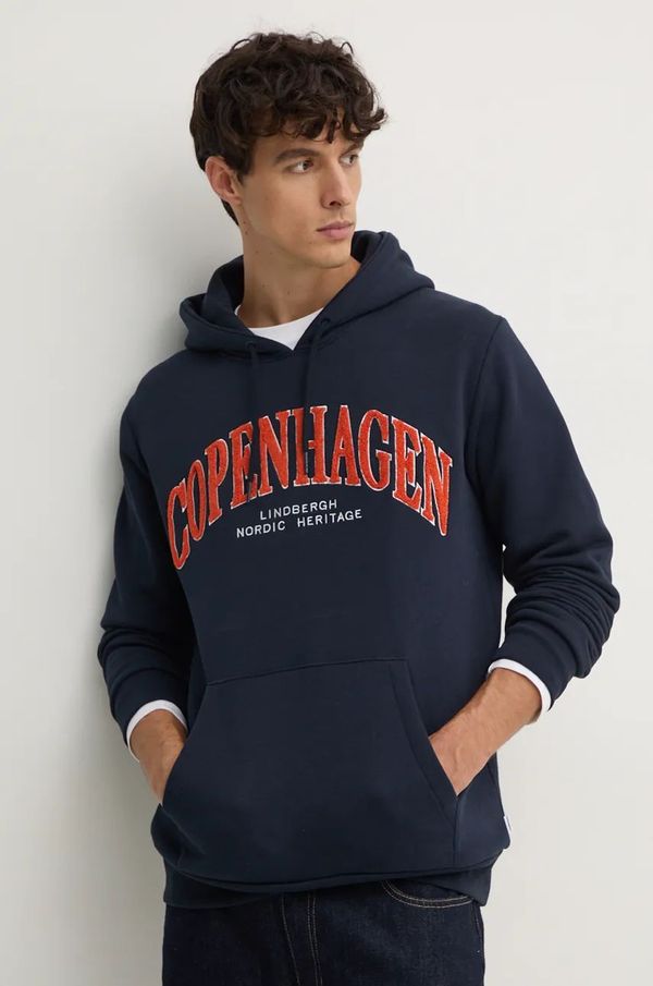 Lindbergh Dukserica Lindbergh za muškarce, boja: tamno plava, s kapuljačom, s aplikacijom, 30-705170