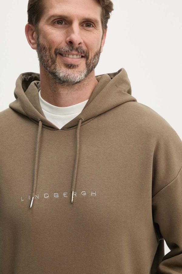 Lindbergh Dukserica Lindbergh za muškarce, boja: zelena, s kapuljačom, s aplikacijom, 30-705160A