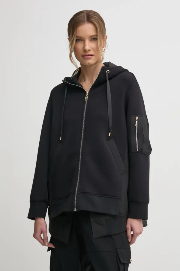 Liu Jo Dukserica Liu Jo za žene, boja: crna, s kapuljačom, bez uzorka, TA5083 J4879