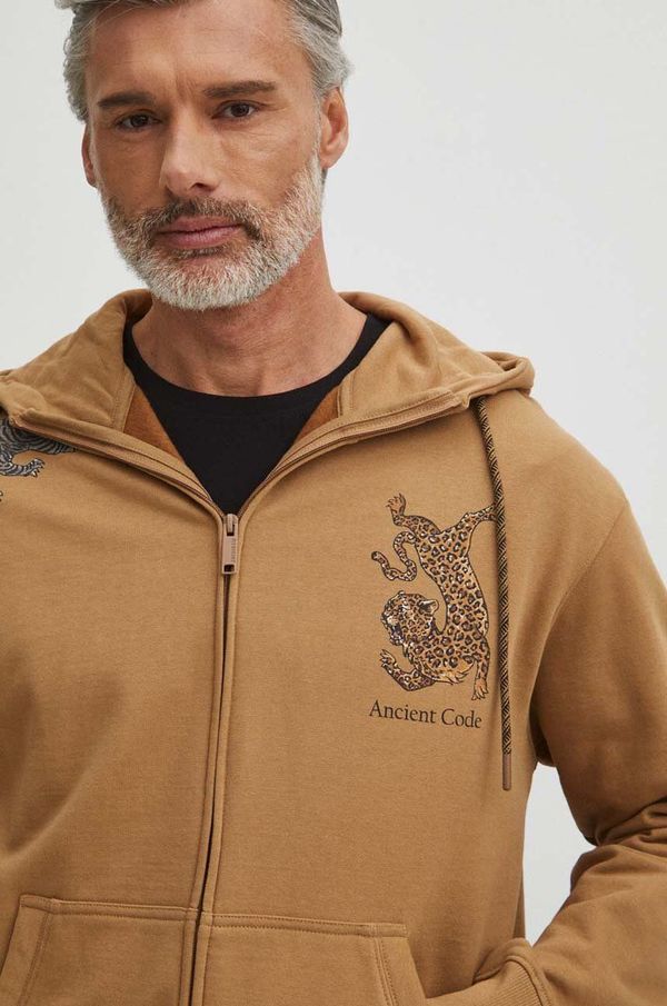 Medicine Dukserica Medicine za muškarce, boja: bež, s kapuljačom, s tiskom