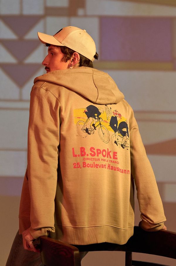 Medicine Dukserica Medicine za muškarce, boja: bež, s kapuljačom, s tiskom