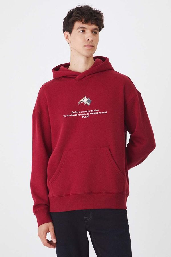 Medicine Dukserica Medicine za muškarce, boja: bordo, s kapuljačom, s tiskom