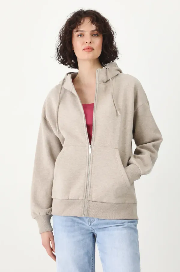 Medicine Dukserica Medicine za žene, boja: bež, s kapuljačom, melanž