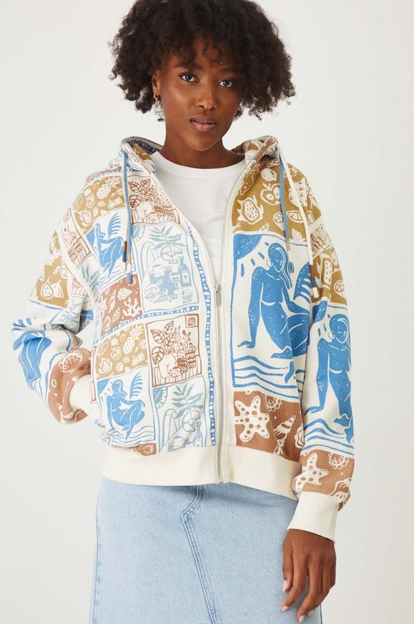 Medicine Dukserica Medicine za žene, boja: bež, s kapuljačom, s uzorkom