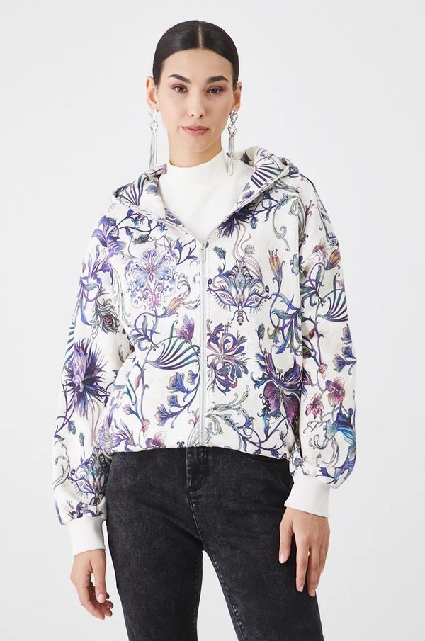 Medicine Dukserica Medicine za žene, boja: bež, s kapuljačom, s uzorkom