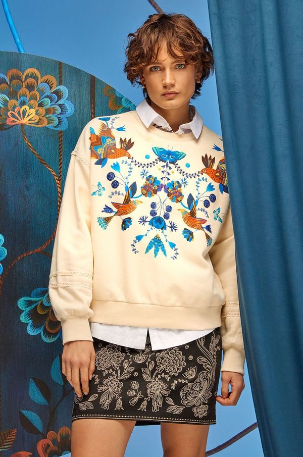 Medicine Dukserica Medicine za žene, boja: bež, s tiskom