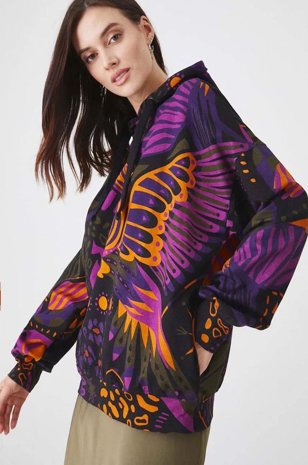 Medicine Dukserica Medicine za žene, boja: crna, s kapuljačom, s uzorkom