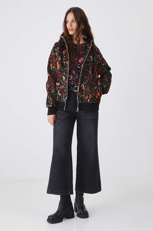 Medicine Dukserica Medicine za žene, boja: crna, s kapuljačom, s uzorkom