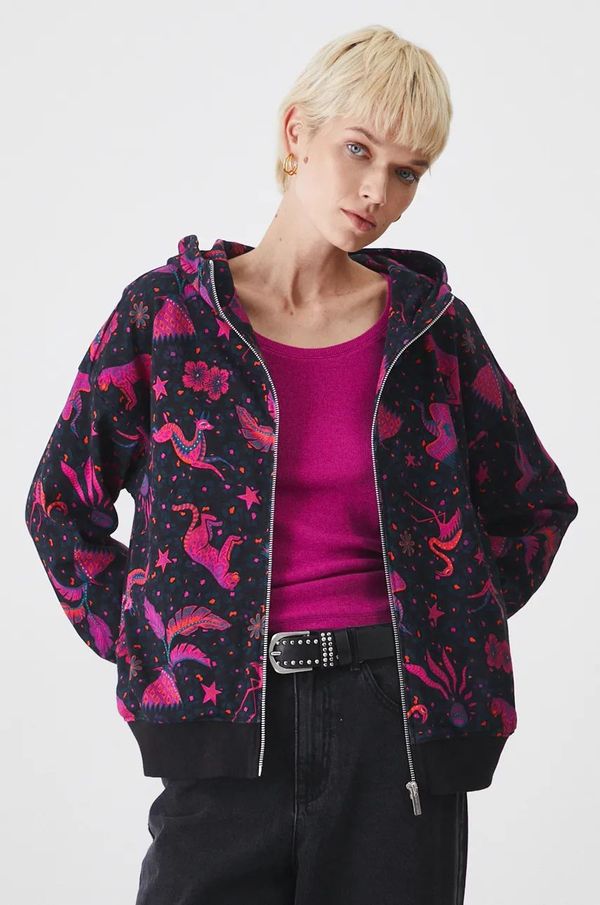 Medicine Dukserica Medicine za žene, boja: crna, s kapuljačom, s uzorkom