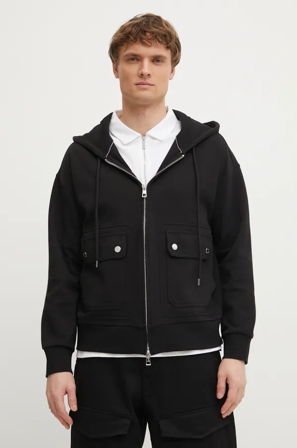 Michael Kors Dukserica Michael Kors za muškarce, boja: crna, s kapuljačom, bez uzorka, CF452BG5MF