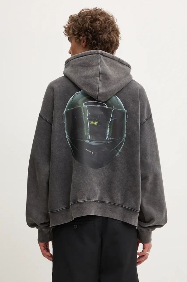 MSGM Dukserica MSGM za muškarce, boja: siva, s kapuljačom, s tiskom, 3740MM139.247584