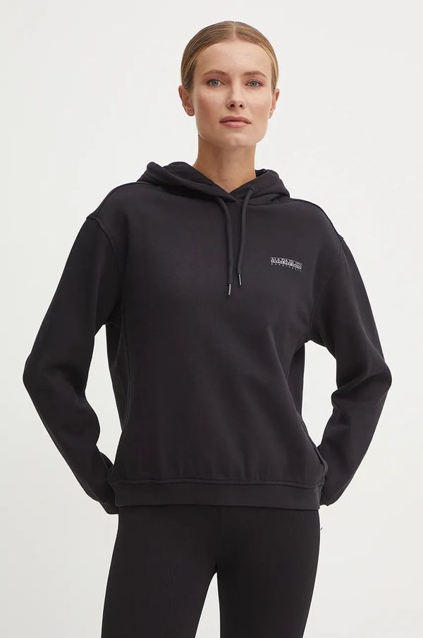 Napapijri Dukserica Napapijri B-Blanche za žene, boja: crna, s kapuljačom, bez uzorka, NP0A4HYP0411