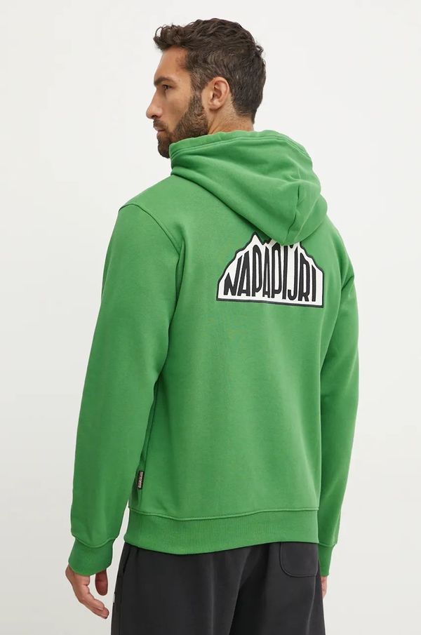 Napapijri Dukserica Napapijri B-Linth za muškarce, boja: zelena, s kapuljačom, s aplikacijom, NP0A4I9RG1T1