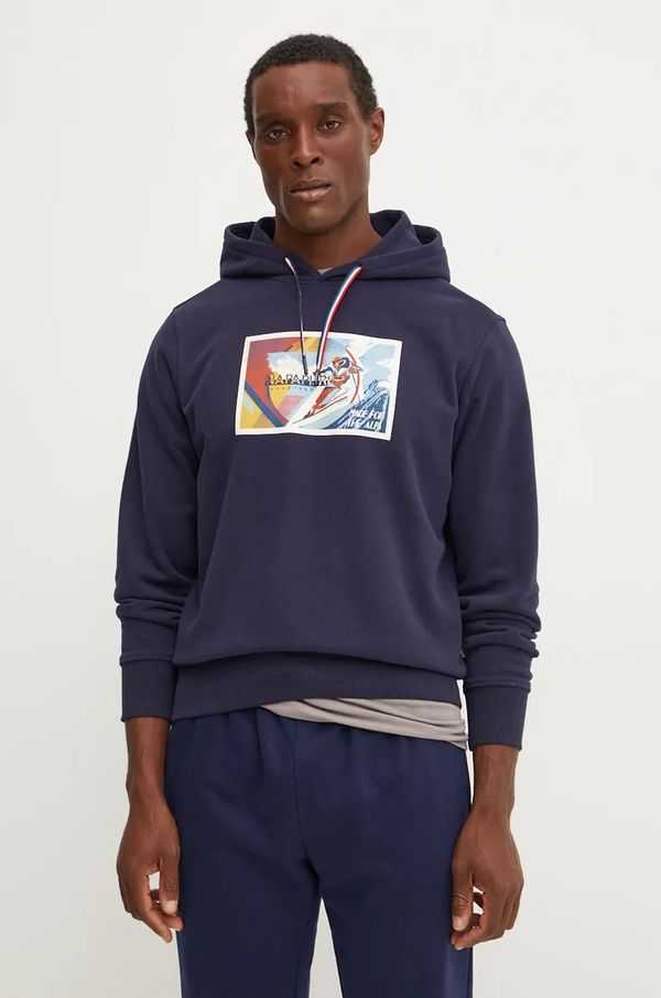 Napapijri Dukserica Napapijri B-Portalet za muškarce, boja: tamno plava, s kapuljačom, s tiskom, NP0A4I531761