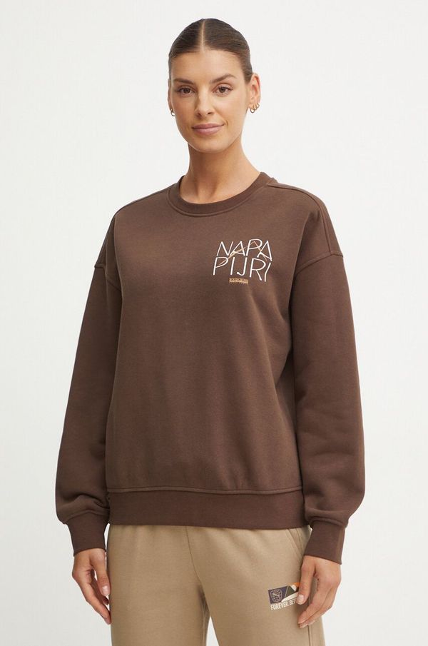 Napapijri Dukserica Napapijri B-Rhin za žene, boja: smeđa, s tiskom, NP0A4HYSW0A1