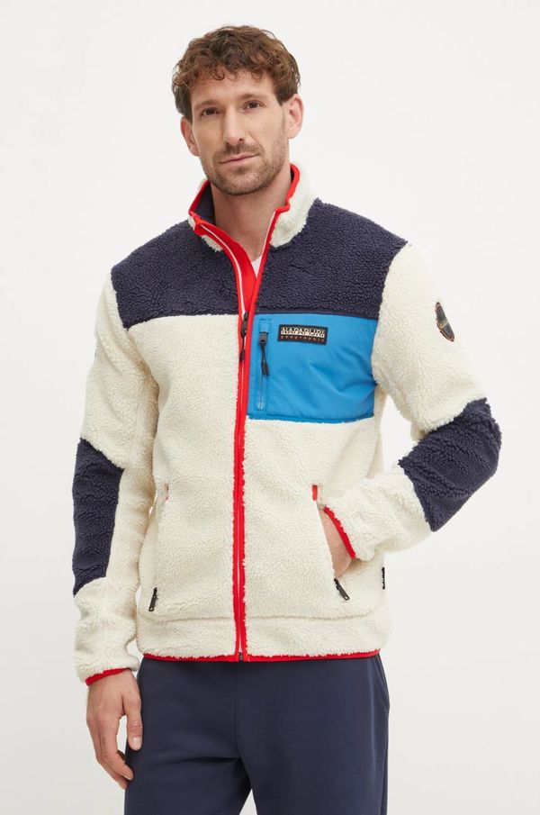 Napapijri Dukserica Napapijri Yupik Fz 3 za muškarce, boja: bež, s uzorkom, NP0A4GNTN1J1