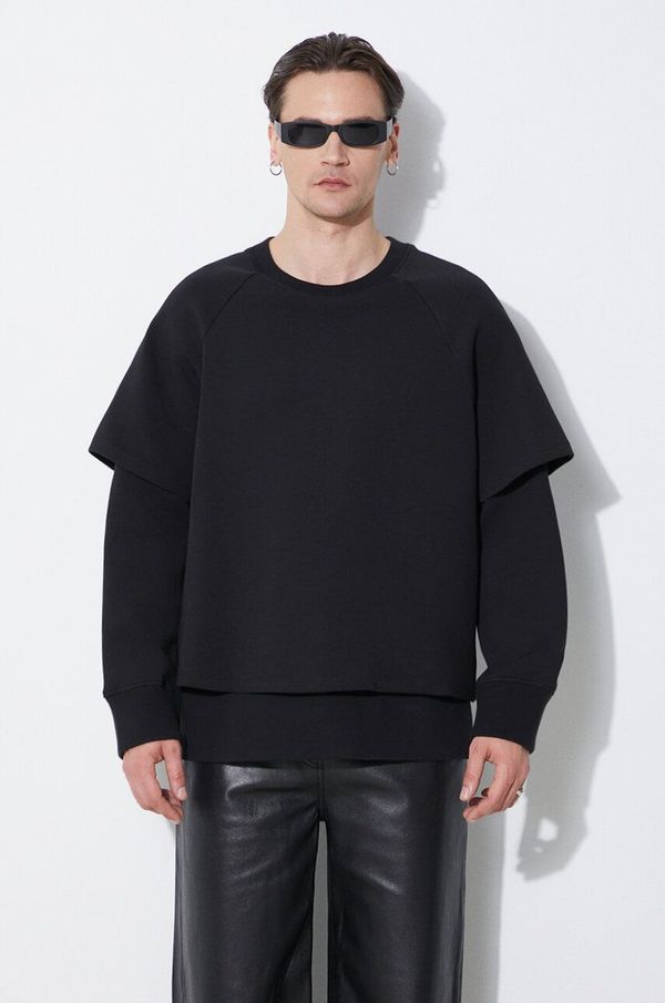 Neil Barrett Dukserica Neil Barrett Slim Dropped Shoulder Double Layer Sweatshirt za muškarce, boja: crna, bez uzorka, MY72251R-Y501-001N