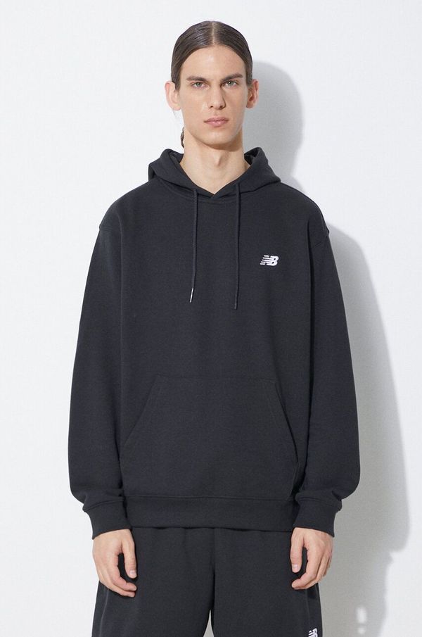 New Balance Dukserica New Balance Small Logo French za muškarce, boja: crna, s kapuljačom, bez uzorka, MT41508BK