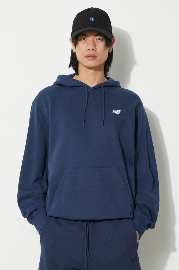 New Balance Dukserica New Balance Sport Essentials za muškarce, boja: tamno plava, s kapuljačom, s aplikacijom, MT41508NNY