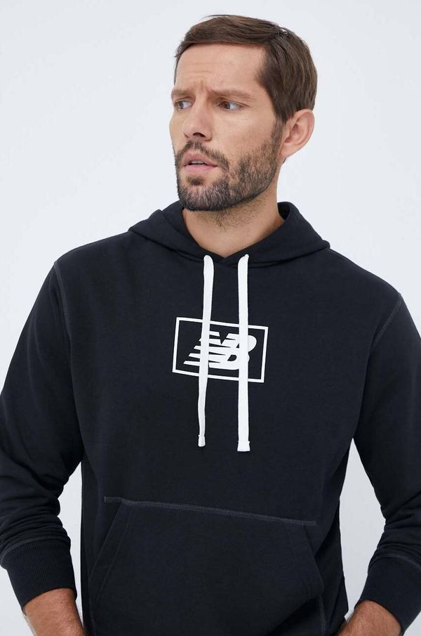 New Balance Dukserica New Balance za muškarce, boja: crna, s kapuljačom, s tiskom