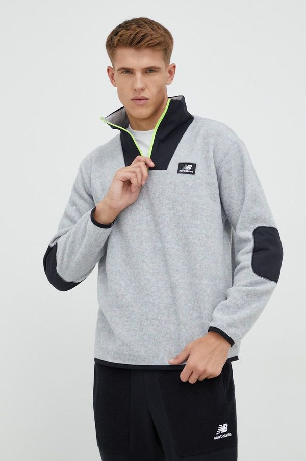 New Balance Dukserica New Balance za muškarce, boja: siva, s aplikacijom