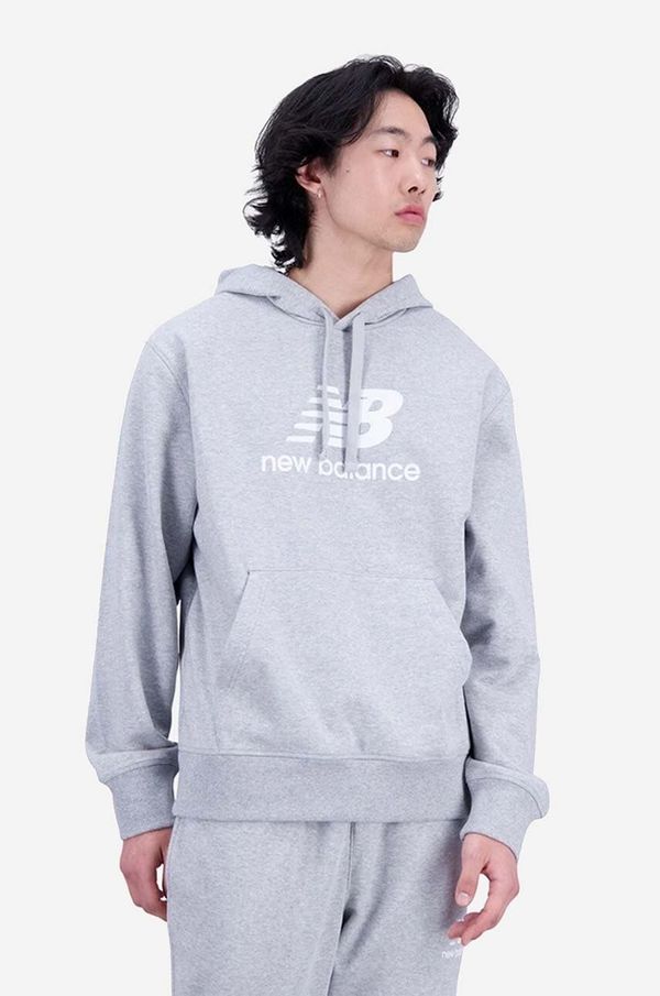 New Balance Dukserica New Balance za muškarce, boja: siva, s kapuljačom, s tiskom, MT31537AG-7AG