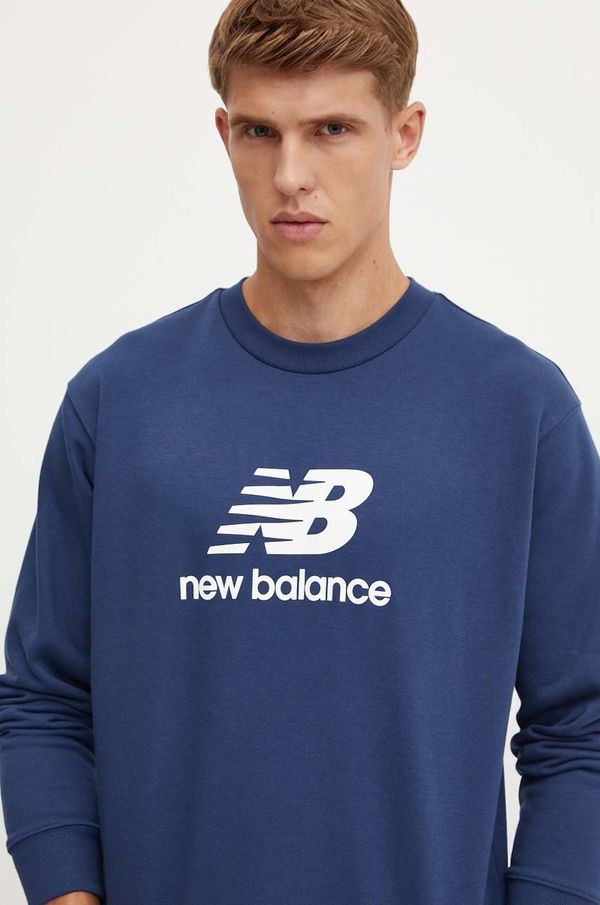 New Balance Dukserica New Balance za muškarce, boja: tamno plava, s tiskom, MT41500NNY