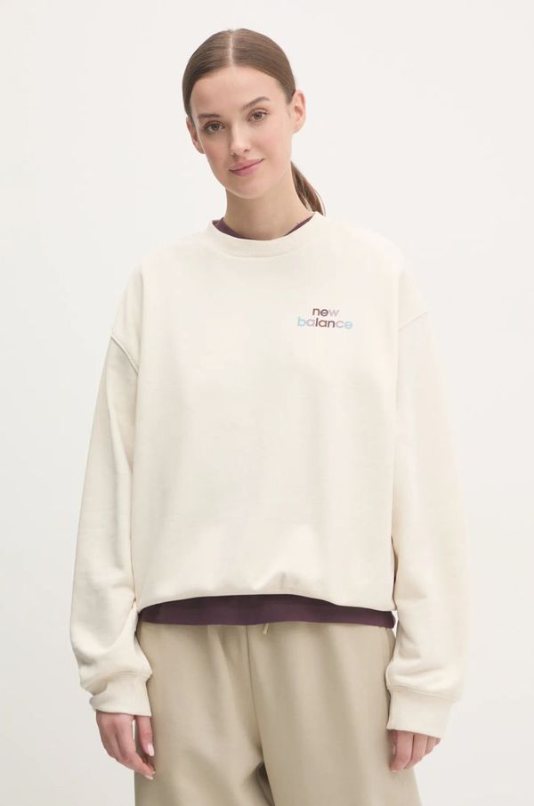 New Balance Dukserica New Balance za žene, boja: bež, s tiskom, WT43559LIN