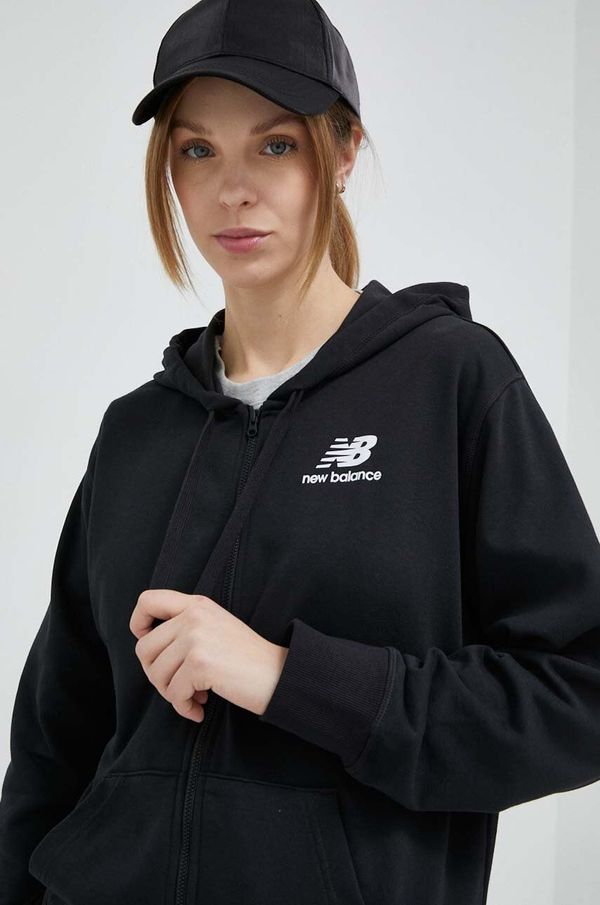 New Balance Dukserica New Balance za žene, boja: crna, s kapuljačom, glatka