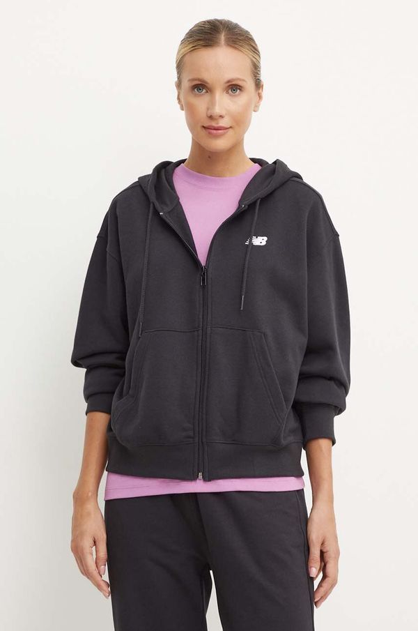 New Balance Dukserica New Balance za žene, boja: crna, s kapuljačom, s aplikacijom, WJ41501BK