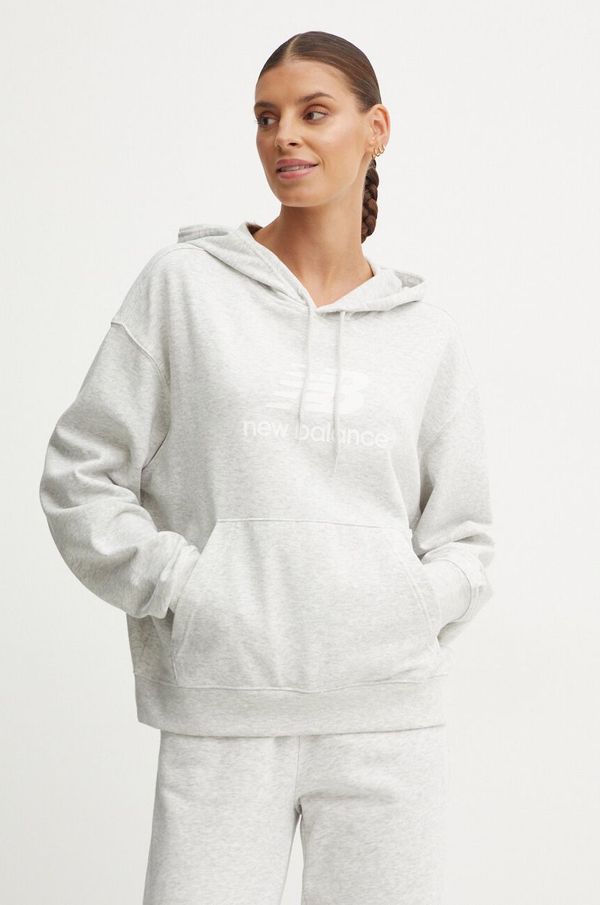 New Balance Dukserica New Balance za žene, boja: siva, s kapuljačom, s tiskom, WT41504AHH