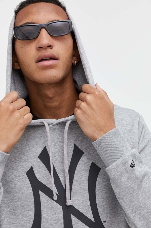 New Era Dukserica New Era za muškarce, boja: siva, s kapuljačom, s tiskom, NEW YORK YANKEES