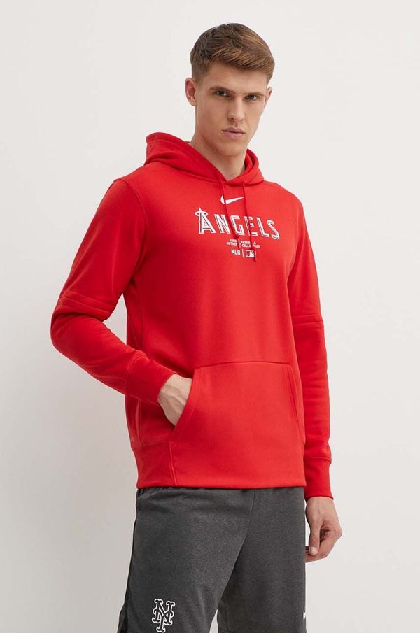 Nike Dukserica Nike Los Angeles Angels za muškarce, boja: crvena, s kapuljačom, s tiskom