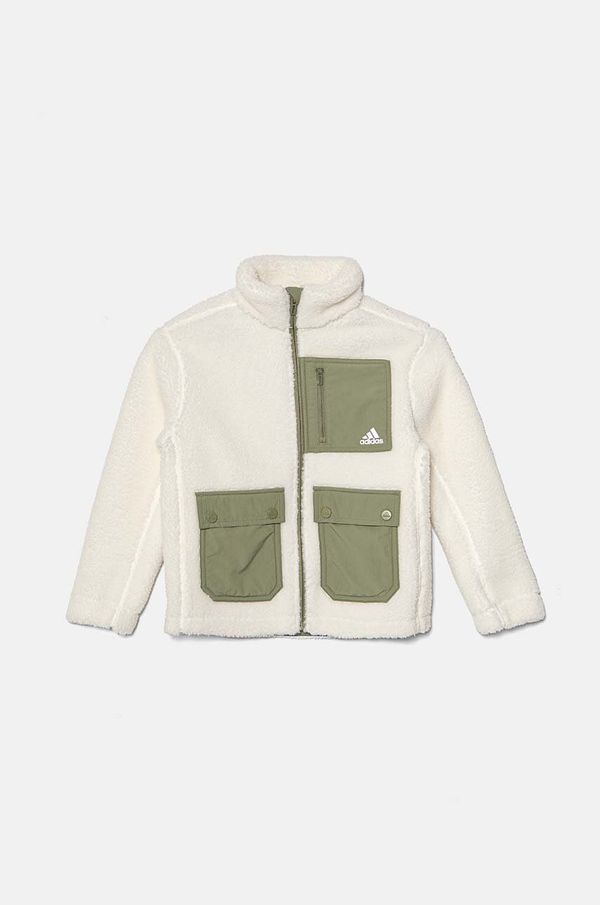 adidas Dukserica od flisa adidas J SHERPAKT boja: bež, bez uzorka, IV9511