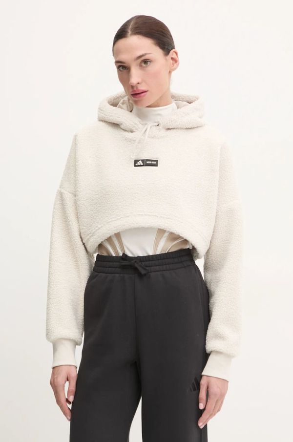 adidas Dukserica od flisa adidas x Moon Boot boja: bež, s kapuljačom, s aplikacijom, IY8050