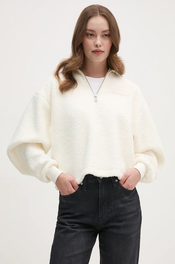 Calvin Klein Jeans Dukserica od flisa Calvin Klein Jeans boja: bijela, s aplikacijom, J20J224180