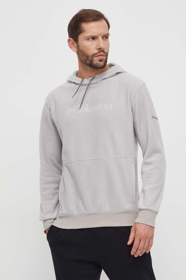 Columbia Dukserica od flisa Columbia Steens Mountain boja: siva, s kapuljačom, aplikacijom