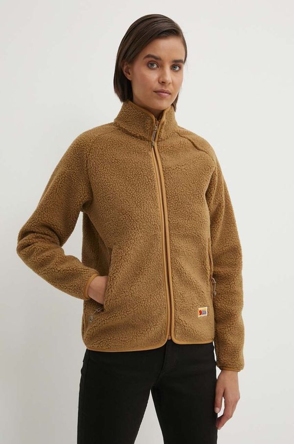 Fjallraven Dukserica od flisa Fjallraven Vardag Pile boja: smeđa, bez uzorka