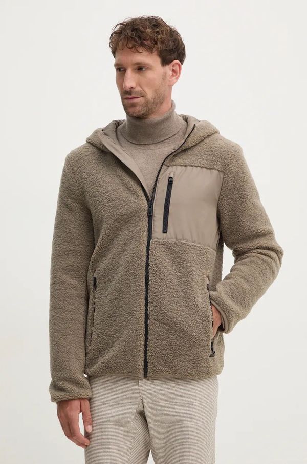 Geox Dukserica od flisa Geox boja: zelena, s kapuljačom, bez uzorka, M4675H-T3171-F5259