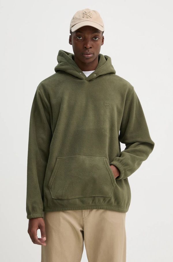 Levi's Dukserica od flisa Levi's boja: zelena, s kapuljačom, bez uzorka, A9262