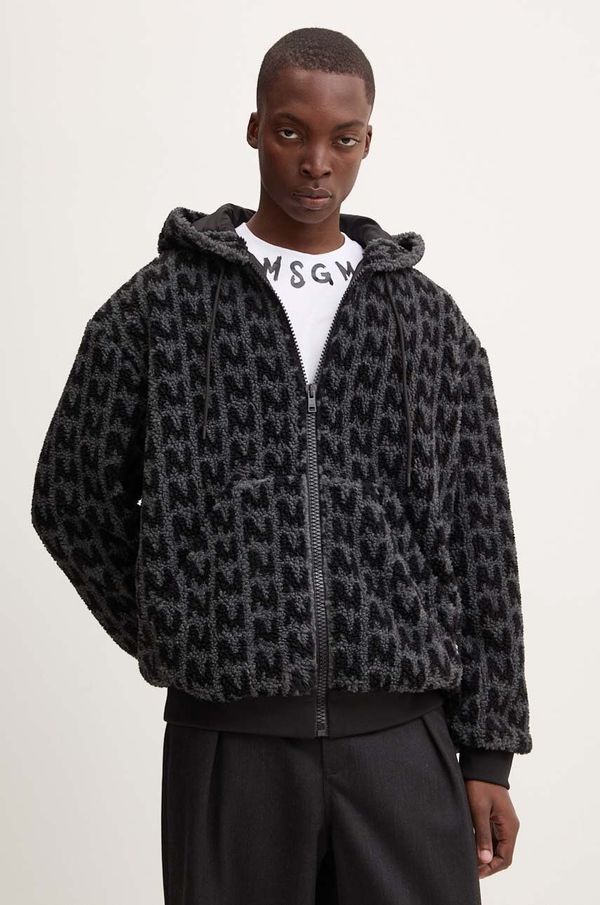 MSGM Dukserica od flisa MSGM boja: crna, s kapuljačom, s uzorkom, 3740MH10.247527