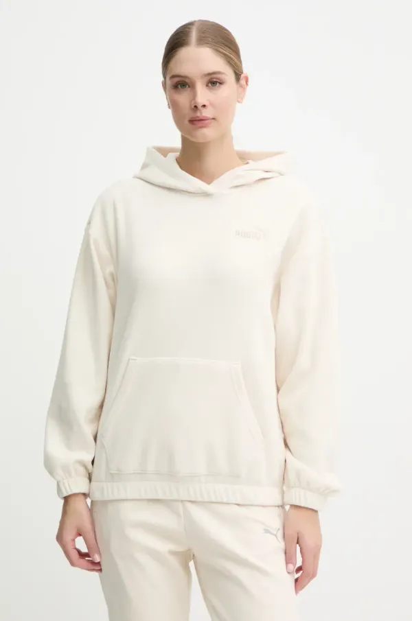 Puma Dukserica od flisa Puma boja: bež, s kapuljačom, bez uzorka, 681529