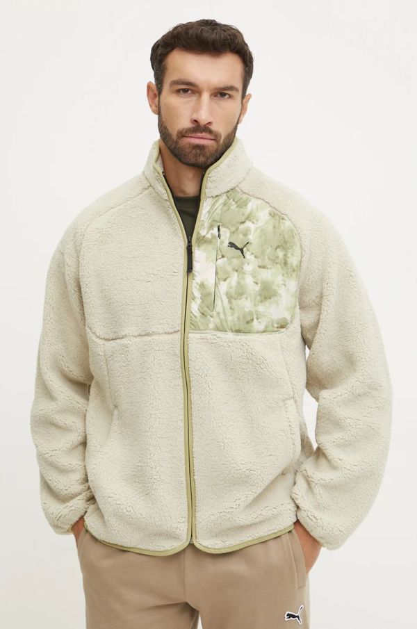 Puma Dukserica od flisa Puma boja: bež, s uzorkom, 626769