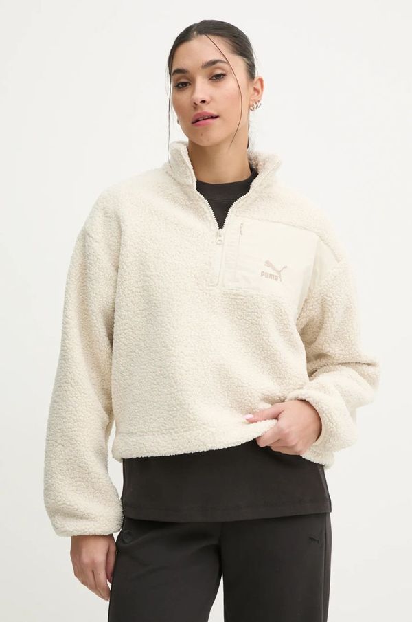 Puma Dukserica od flisa Puma CLASSICS boja: bež, bez uzorka, 626796