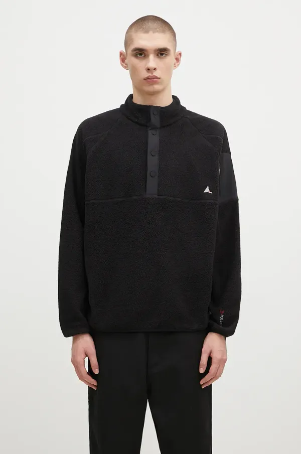 ROA Dukserica od flisa ROA Polartec Fleece Button Up boja: crna, bez uzorka, RBMW0245FA191