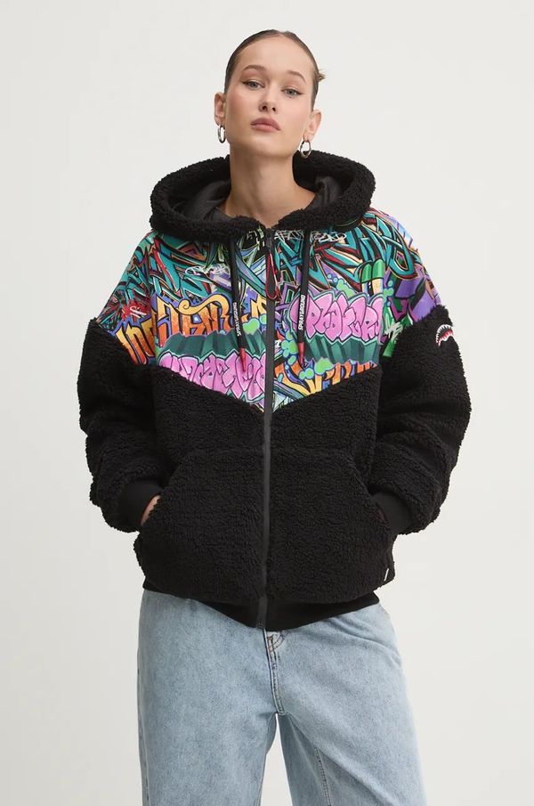 Sprayground Dukserica od flisa Sprayground boja: crna, s kapuljačom, s uzorkom, SP373