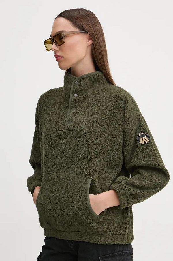 Superdry Dukserica od flisa Superdry boja: zelena, bez uzorka, W2012171A-ZC3
