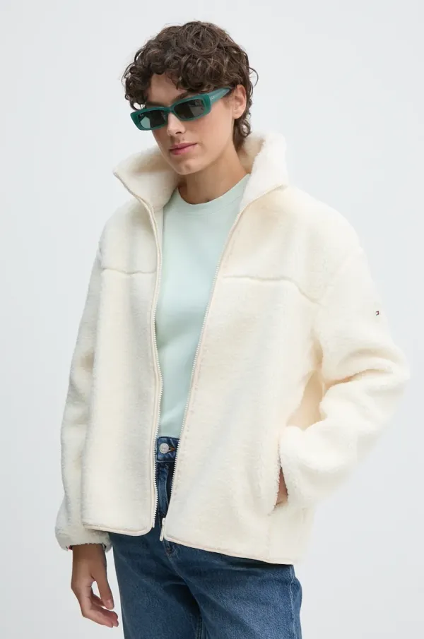 Tommy Hilfiger Dukserica od flisa Tommy Hilfiger boja: bež, bez uzorka, WW0WW43223