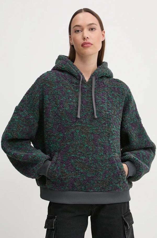 Vans Dukserica od flisa Vans boja: zelena, s kapuljačom, s uzorkom, VN000JTQ1O71